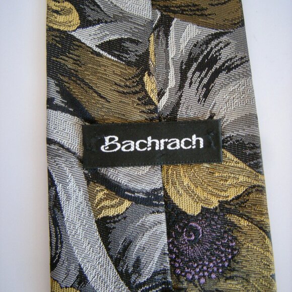Bachrach Slik Tie  - Floral Patterned Made in USA Fall Earth Tones - Picture 3 of 8